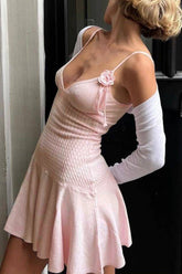 BXOXO - V Neck Twisted Flower Knit Cami Dress